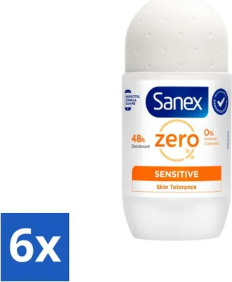 Produktbild von Sanex Deodorant Roller Zero% Empfindliche Haut 50 ml - Vorteilspack - 6 Stücke