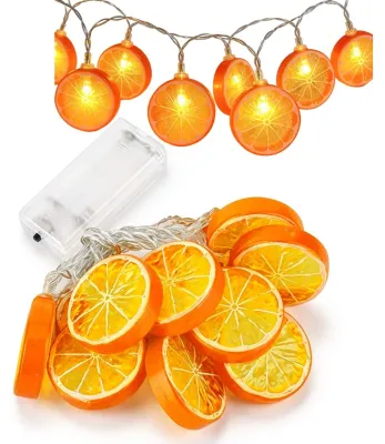 LED-Lichterkette mit Zitronenscheiben, 10 warmweiße LEDs, Orange