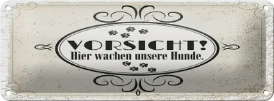 Produktbild von Blechschild Hinweis Hier wachen unsere Hunde, 27x10 cm, Blechschilder Tiere Achtung