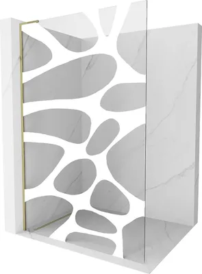 Image de Mexen Kioto L paroi de douche à l'italienne 90 x 200 cm, motif blanc, or - 800-090-103-50-97
