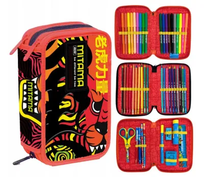 Produktbild von Dreiteiliges Federmäppchen mit 50-teiliger Ausstattung Strong Tiger Mitama