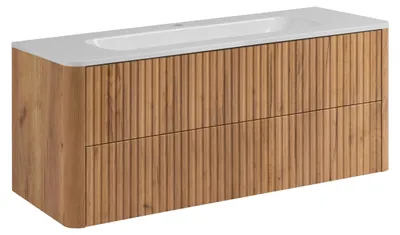 Produktbild von Badezimmerschrank 120, Craft-Eiche, mit Waschbecken, 120,7 x 44,4 x 49,9 cm