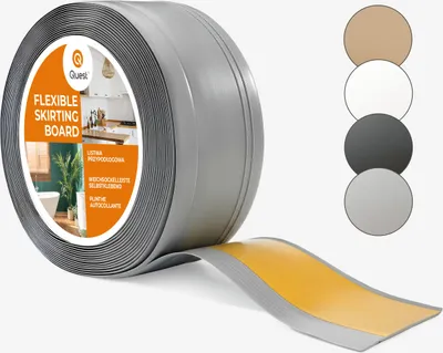 Zdjęcie produktu dla QUEST samoprzylepna listwa przypodłogowa PVC, elastyczna listwa dekoracyjna DEKOR, 70x20mm, szara, 70x20 mm, 10 m