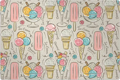 Produktbild von Küchenmatte 150x225 cm Vinylmatte Bodenmatte Dekoration - Eiscreme und Süßigkeiten