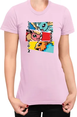 Obrázek produktu pro Dámské Tričko Japan Manga Anime Comics Animation Pokeball Eevee Evolutions, Lady L / Světle růžová