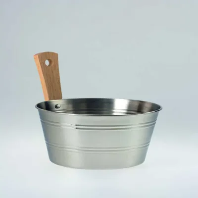 Produktbild von Infraworld Aufgußeimer Edelstahl 4,5 Liter mit Holzgriff Saunakübel S2209