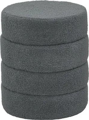 Produktbild von Hocker, rund, Teddyfleece, bis 120kg, Φ40x45H cm, Dunkelgrau