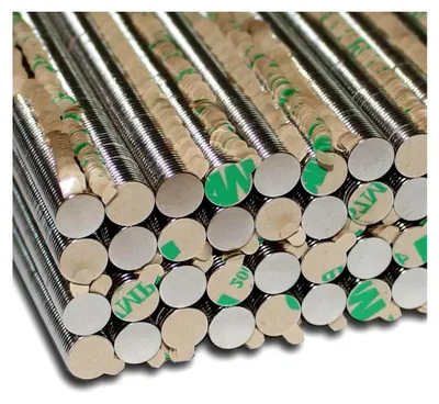 Produktbild von 10 selbstklebende Neodym-Magnete NdFeB N45 Ø8x0,75 mm - 250 g Haftkraft