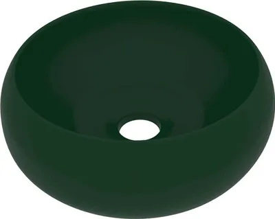 Produktbild von vidaXL s Waschbecken Rund Matt Dunkelgrün 40x15 cm Keramik
