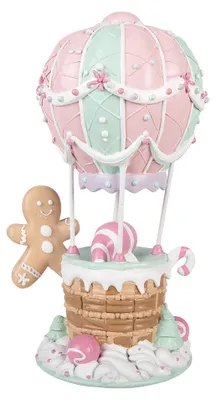 Immagine prodotto di Clayre & Eef, decorazione natalizia a forma di mongolfiera, 18x14x31 cm, rosa, in plastica