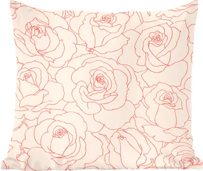 Produktbild von MuchoWow® Zierkissen Sofakissen Wohnzimmer Dekokissen 40x40 cm Ein Blumenmuster Illustration von rosa Rosen - Foto Kissen - Schlafzimmer Dekoration