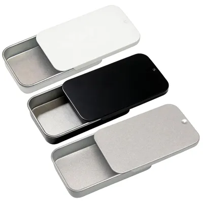 Metall-Aufbewahrungsdosen, 3er-Set, 60 x 34 x 11 mm, schwarz/weiß/silber