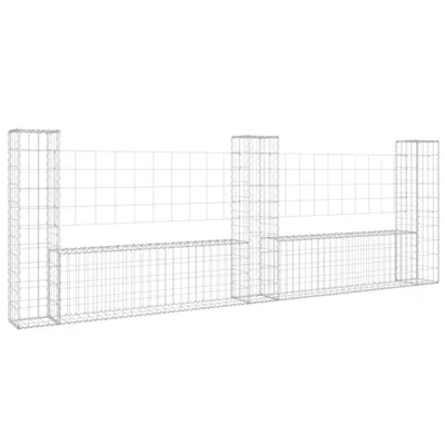 Produktbild von vidaXL Gabionenkorb U-Form mit 3 Säulen Eisen 260x20x100 cm