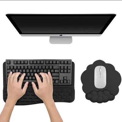 Zdjęcie produktu dla Ergonomiczna podkładka pod klawiaturę i mata pod mysz z podparciem dla nadgarstków, zapewniająca komfort podczas pisania