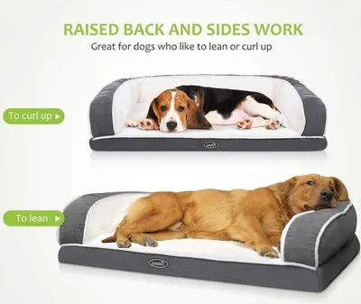 Image de Coussin pour chien de taille moyenne, lit ergonomique pour chien, lavable, antidérapant, coussin pour chien avec mousse à mémoire de forme, lit pour chien de 89 x 56 x 18 cm, gris.