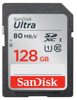 Produktbild von SanDisk Ultra 128GB SDXC bis zu 80 MB/Sek, Class 10 Speicherkarte FFP