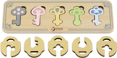 Produktbild von Classic World Holz Schloss Schlüssel Lernspiel - 13-teiliges Set