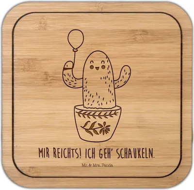 Produktbild von Mr. & Mrs. Panda Kunststoff-Untersetzer Kaktus Luftballon - Transparent - Geschenk, gläseruntersetzer, Coaster, Prüfung, kork untersetzer, Tassenuntersetzer, Freude, Büro