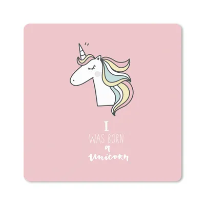 Produktbild von MuchoWow® Mauspad Mousepad Einhorn - Zitate - Rosa - Ich wurde als Einhorn geboren - Mädchen - Kind 30x30 cm - Mousepads - Maus Mat - Pad - Mausunterlage - Gaming