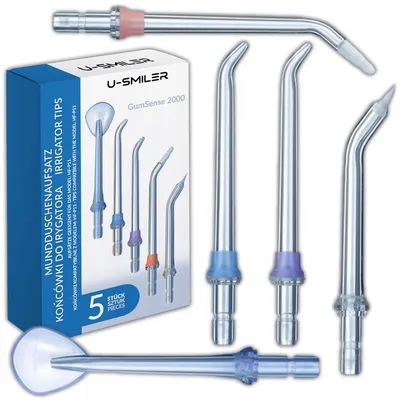 Immagine prodotto di Ugelli di ricambio U-SMILER Set di 5 accessori per irrigatore orale Pulizia accurata degli spazi interdentali Compatibile con HF-6 e P-11 ad alta pressione