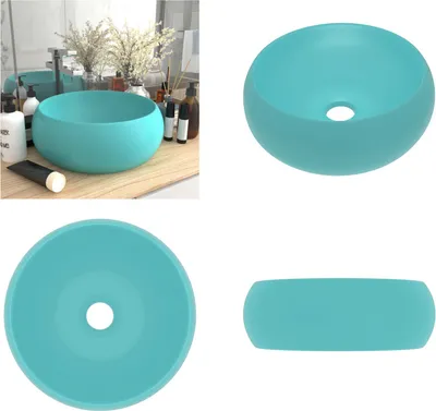 Immagine prodotto di vidaXL Lavabo rotondo opaco verde chiaro 40x15 cm in Vetroceramica - Lavabo - Lavabo in Vetroceramica - Lavabo opaco - Lavabo opaco