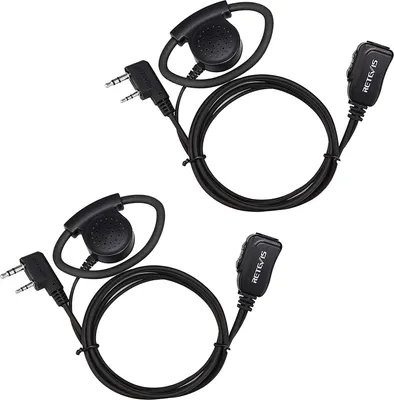 Image de Retevis EEK012 Casque réglable en forme de D avec microphone PTT Compatible avec les radios bidirectionnelles Kenwood avec émetteur Retevis BAOFENG (pack de 2)