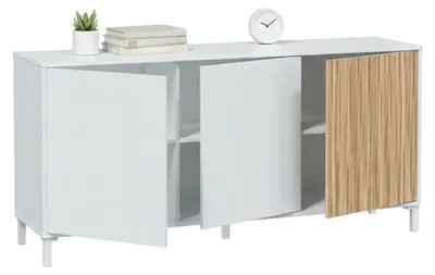 Produktbild von Sideboard Dolivera, Buffet für Wohnzimmer mit 3 Türen, Modernes Sideboard für Wohnzimmer, 154x40h74 cm, Weiß