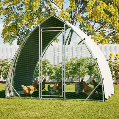 Produktbild von GIHAUVIA Hühnerstall 2.5x2x2m Hühnerhaus Freilaufgehege Geflügelhaus Kleintierstall Kleintiergehege Voliere Verzinkter Stahlrahmen mit Dach