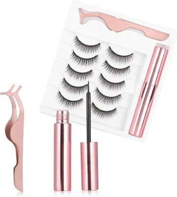Produktbild von Famanu Wimpernset Magnetischer Eyeliner - 5 Paar Falsche Wimpern für Natürliche Looks