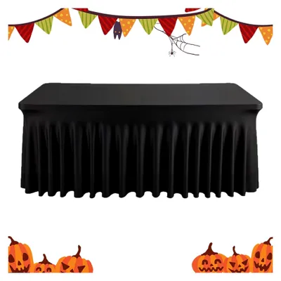 Produktbild von Tischrock – Plissee-Tischröcke für Babypartys | Rüschen-Tischrock 180 cm Schwarz für Bankett, Geburtstag, Feierlichkeiten und mehr