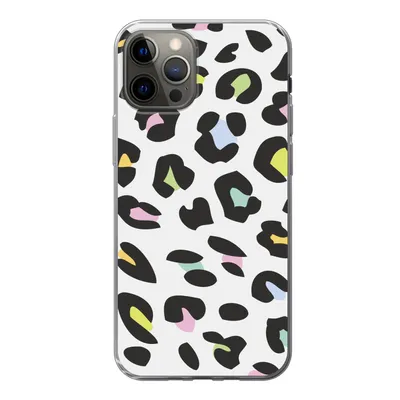 Produktbild von MuchoWow® Handyhülle Schutzhülle Hülle für iPhone 12 Pro Pantherdruck - Farben - Schwarz Silikon Softcase Handy Hülle - Abdeckung
