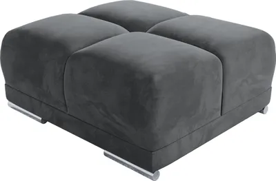 Produktbild von BroMARKT Samt Pouffe NUBES Sitzhocker Chromfüße 92x107x45cm Grau