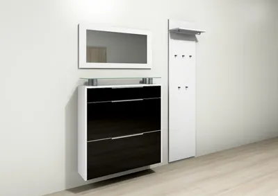 Produktbild von Garderobenset Schuhschrank "Oliva2" schwarz-glänzend