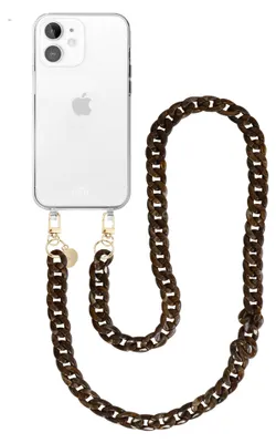 Produktbild von Brown Chocolate Transparant Cord Hülle - Long Cord  - Kompatibel mit iPhone 12