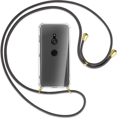 Produktbild von Handykette Backcover-Schutzhülle mit Band (Metall goldfarben) für Sony Xperia XZ3 - dunkelgrau