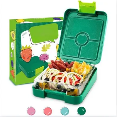 Produktbild von Kinderlunchbox aus Kunststoff, grün, mit Fächern