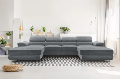 Produktbild von AX LIVING Sofa U Form mit Schlaffunktion Arborio U 352cm in Dunkelgrau
