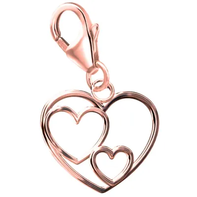 Charm Anhänger mit zwei Herzen, die eins werden I Echtschmuck Rosegold