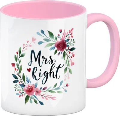 Produktbild von Mrs Right Kaffeebecher in rosa