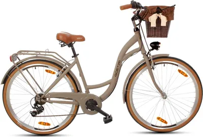 Produktbild von Goetze Mood 28 Zoll City Bike, 18 Zoll Tiefeinsteigerrahmen, 7-Gang Shimano Tourney, V-Bremse, LED-Beleuchtung, Komfortsattel, Rattankorb