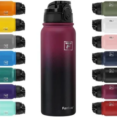 Image de Gourde en acier inoxydable 600 ml, rouge/noir, étanche, pour l'école