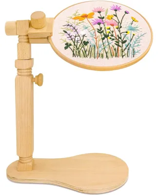 Image de Support pour cadre à broder en bois, support pivotant pour cadre à broder, cadre à broder en bois pour le point de croix, support pour cadre à broder destiné aux projets de bricolage et de couture.