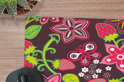 Produktbild von MuchoWow® Mauspad Mousepad Mädchen - Obst - Blumen - Muster - Mädchen - Kinder - Kind - Kind 30x30 cm - Mousepads - Maus Mat - Pad - Mausunterlage - Gaming
