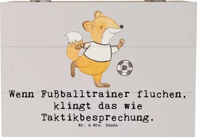 Produktbild von Mr. & Mrs. Panda Box Fußballtrainer Taktik 22 x 15 cm - Grau Pastell - Geschenk, Berufe, Leidenschaft, Geschenkbox, schmuckbox, Geschenke für Berufstätige, Berufsliebe