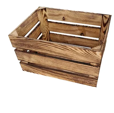 A wooden crate is shown against a white background.
