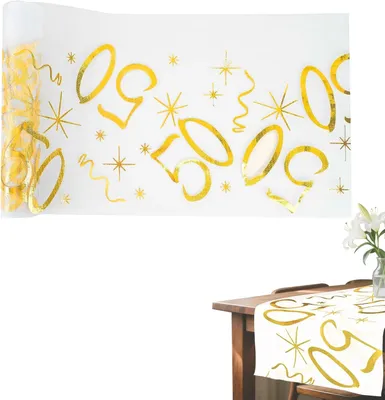 Produktbild von Tischläufer für den 50. Geburtstag in Gold, 28 cm x 10 m, Dekoration für goldene Hochzeit
