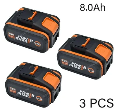 Obrázek produktu pro Baterie pro Worx 20V - náhradní baterie WA3553 - balení 3 kusů, 6,0Ah, 6000mAh, Li-Ion - kompatibilní s modely WX176, WX550, WX386, WX373, WX290, WX800, WU268