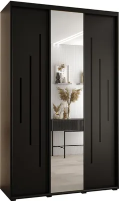 Produktbild von MEBLE KRYSPOL Davos 13 Schrank, drei Türen - 235,2x150x45 cm - Schwarz Schwarz Schwarz