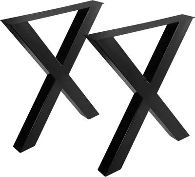 Produktbild von X-Frame Tischbeine aus Stahl – Industrielle Möbelbeine für Schreibtisch & Esstisch – Schwarz – 71