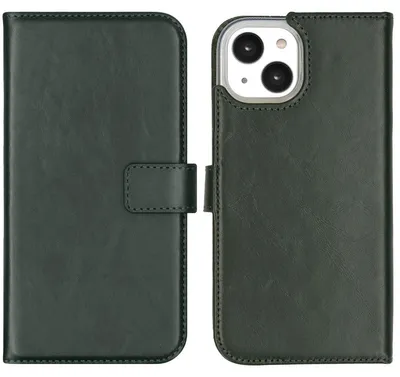 Imagen del producto de Funda de Cuero Auténtico tipo Libro para Apple iPhone 14 - Verde